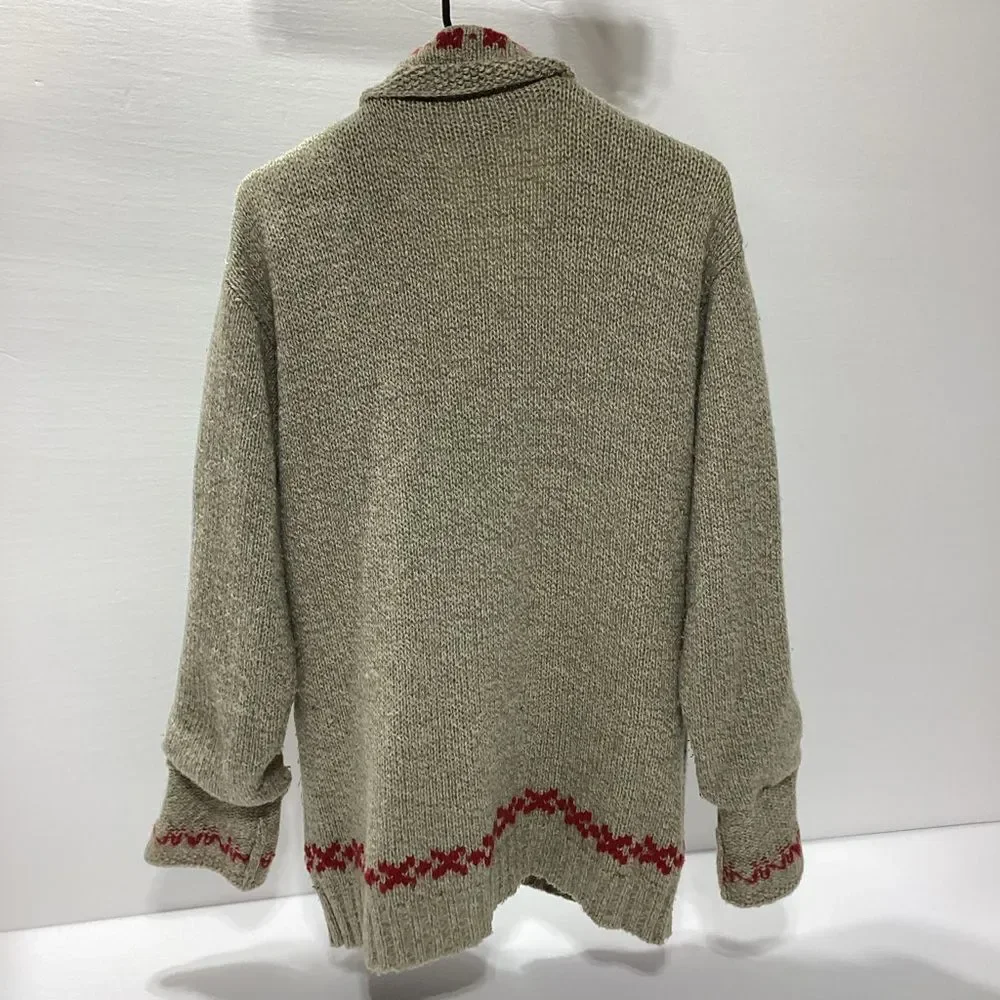 Vintage Eddie Bauer Legends Wool Cardigan Sweater Zip Front Ski Design Medium